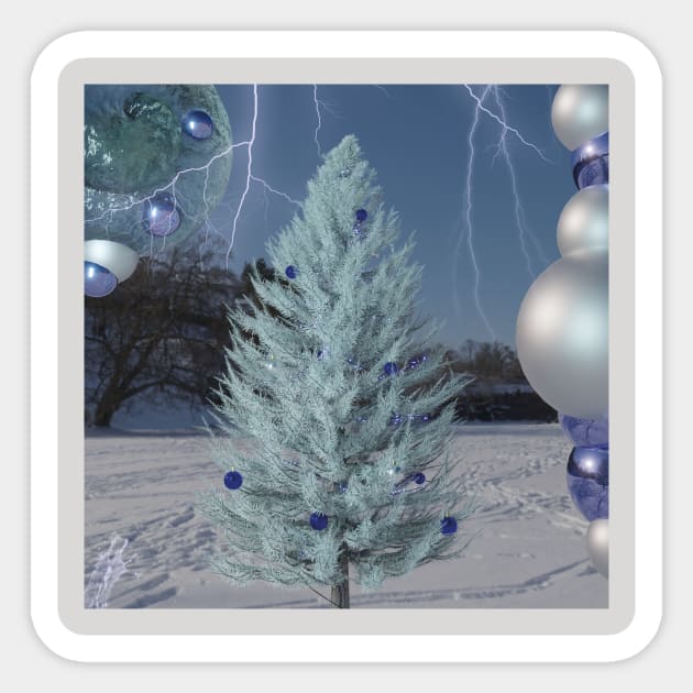 Christmas Tree Surreal Art Sticker by MeditativeLook